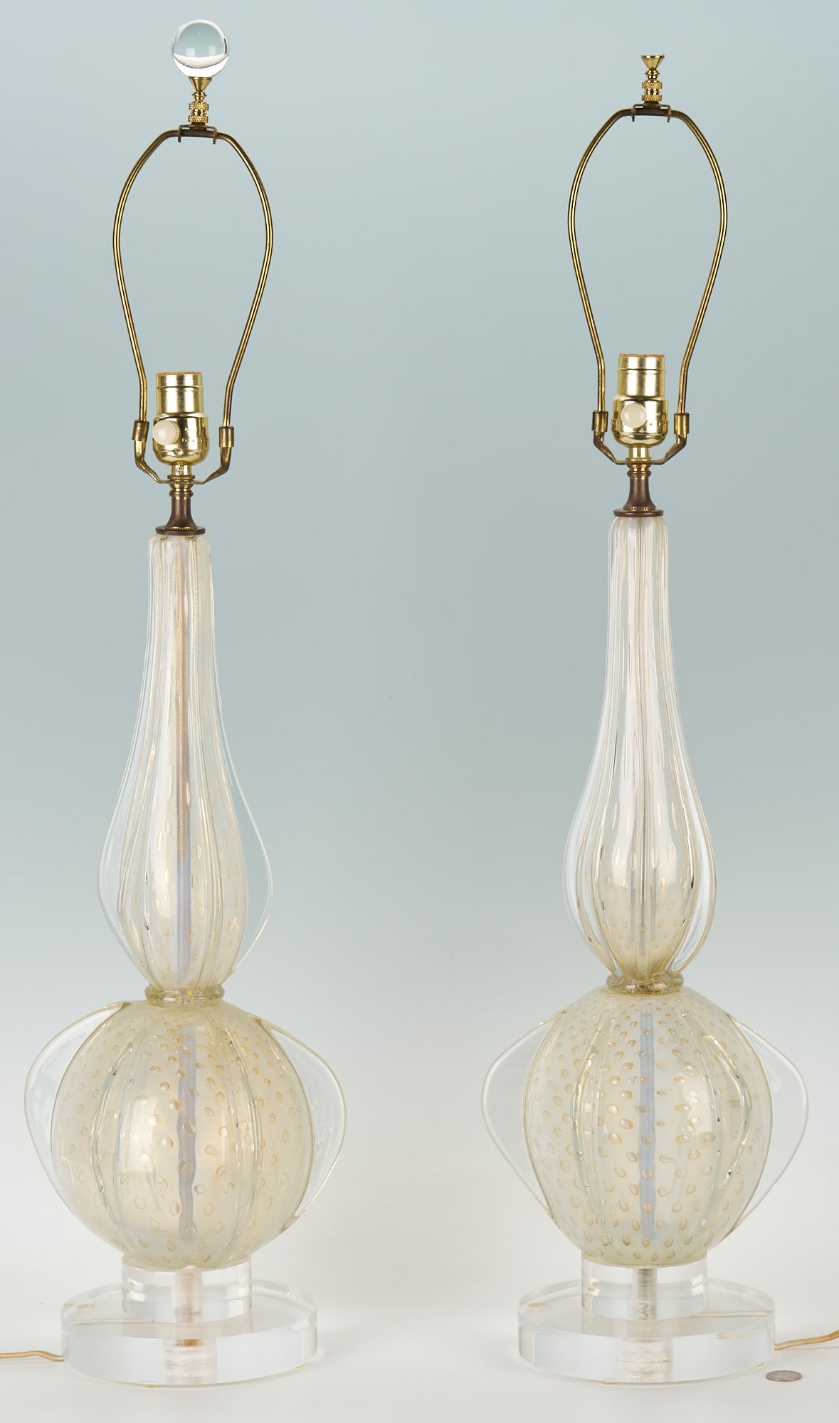 Pr. Mid-Century Murano White Opalescent Glass Table Lamps (1 of 11)