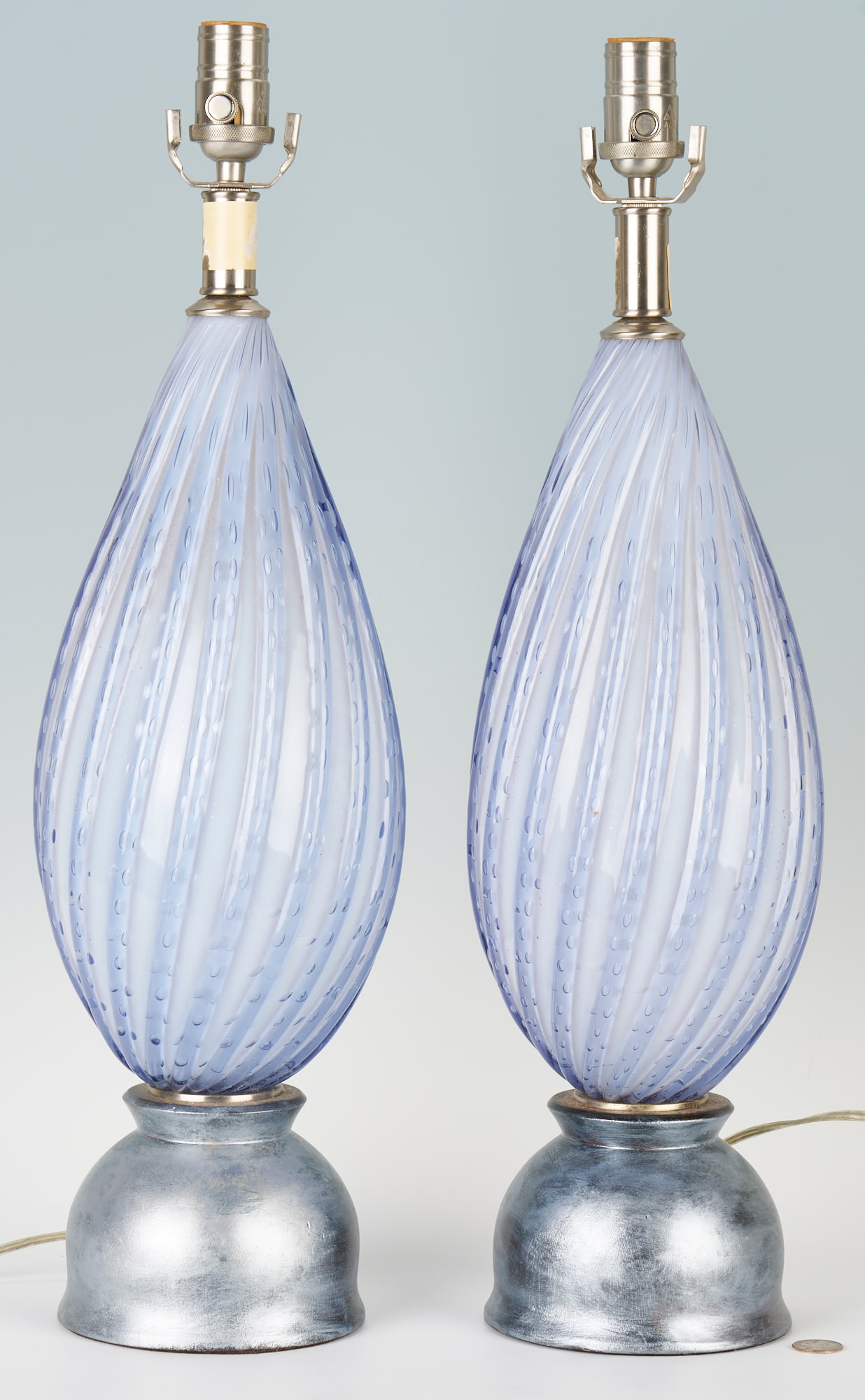 Pr. Mid-Century Blue Murano Glass Table Lamps (1 of 8)