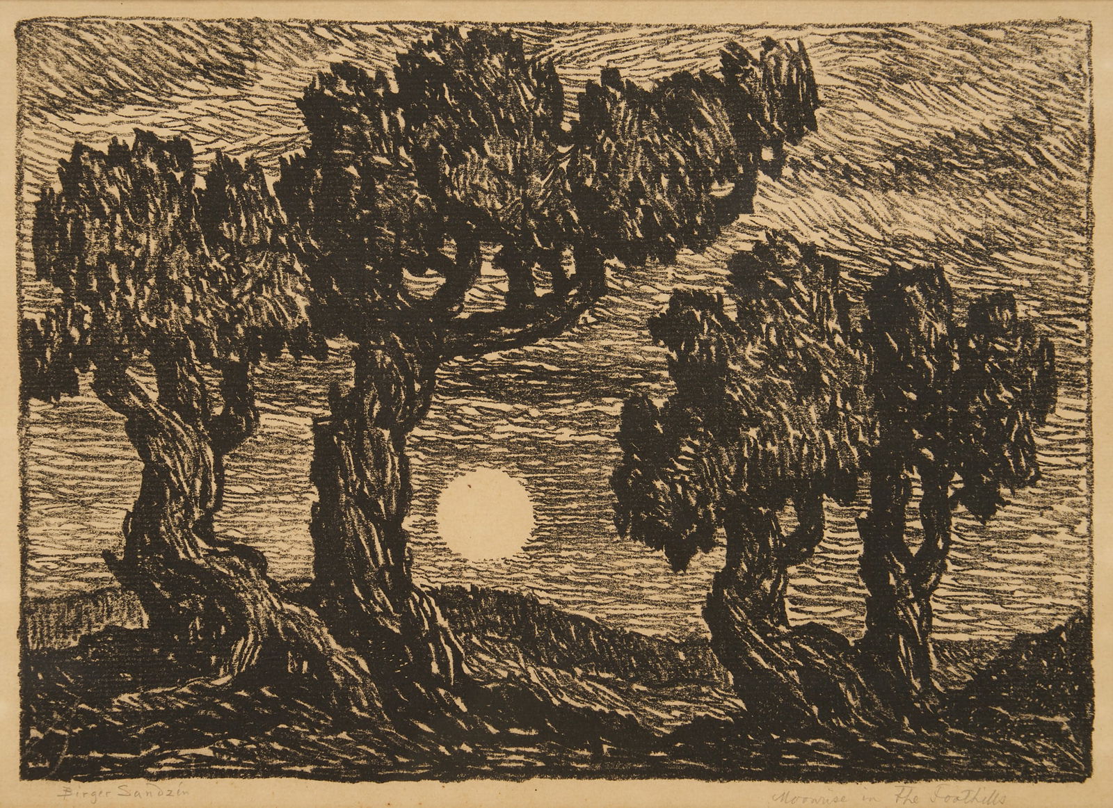 Birger Sandzen Lithograph, Moonrise in the Foothills, 1923 (1 of 11)