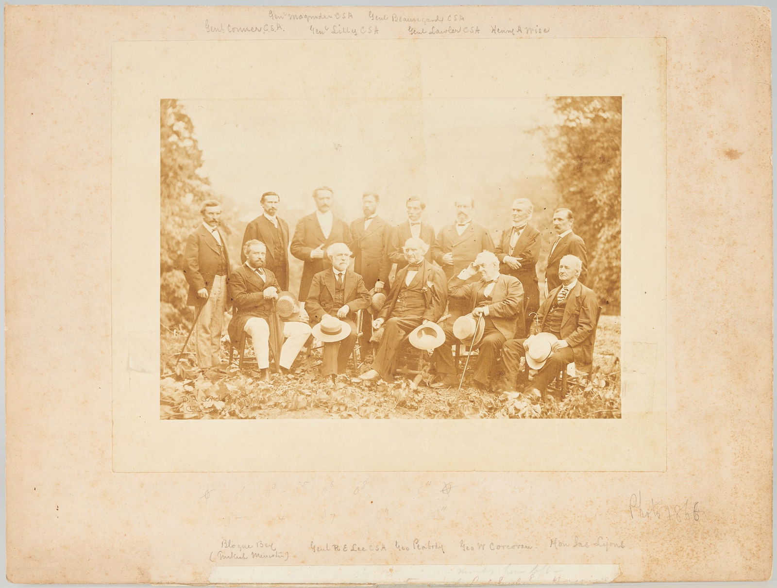 Robert E. Lee With Generals at White Sulphur Springs 1869; Albumen Photograph (1 of 13)