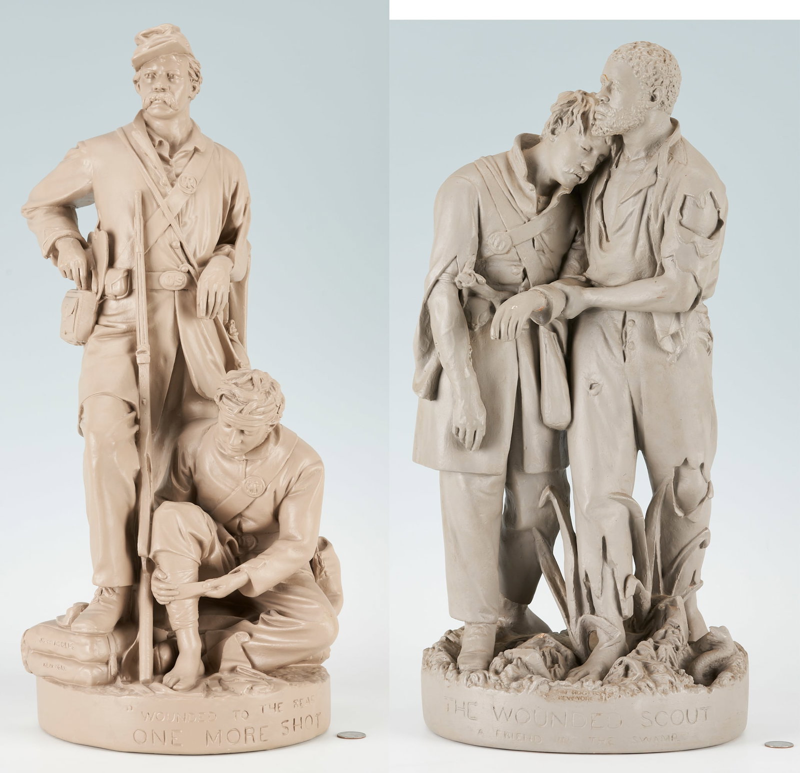 Two John Rogers Civil War Figural Groups: The Wounded Scout, and Wounded to the Rear (1 of 20)