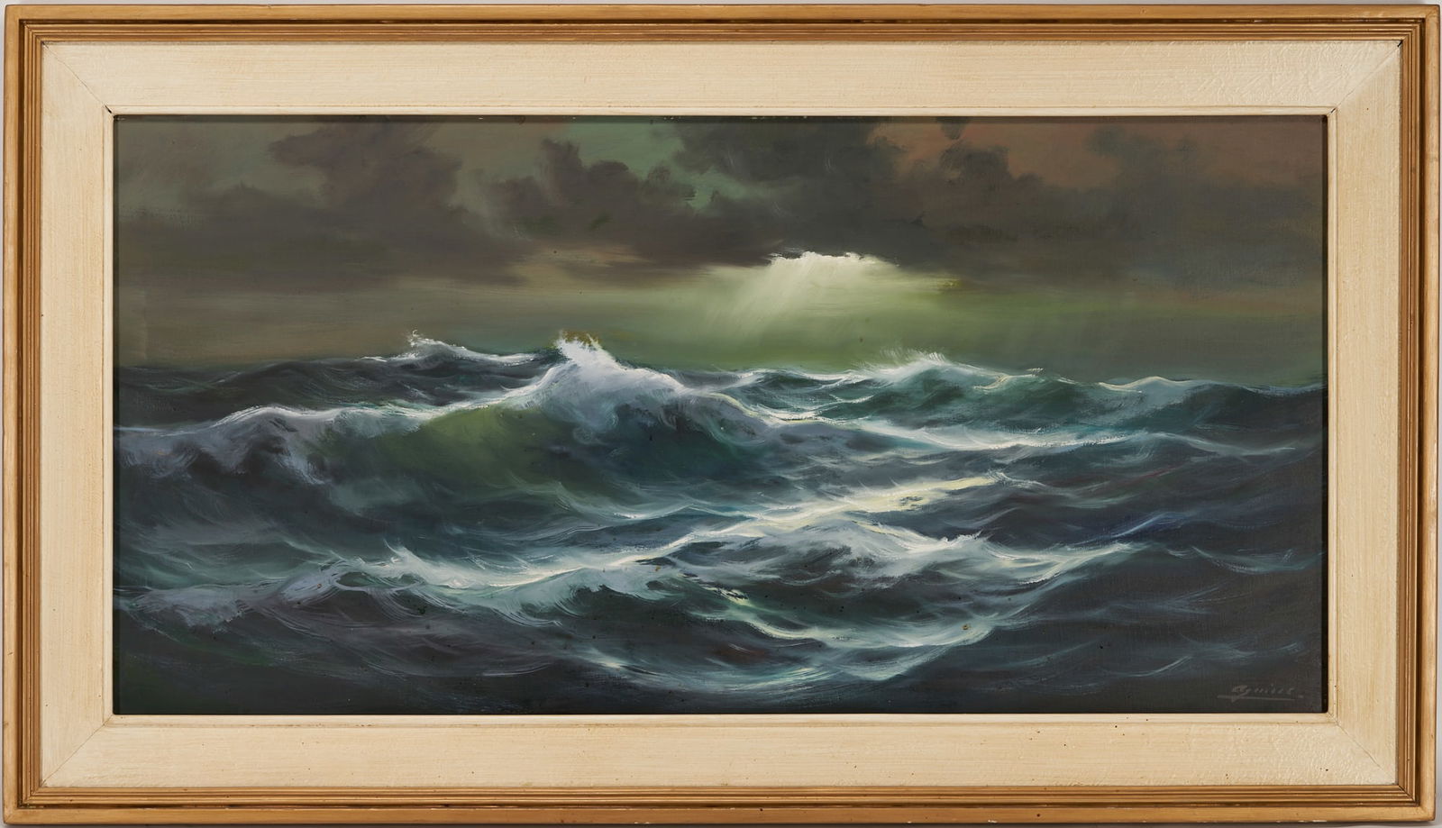 Large American School O/C Seascape Painting (1 of 9)