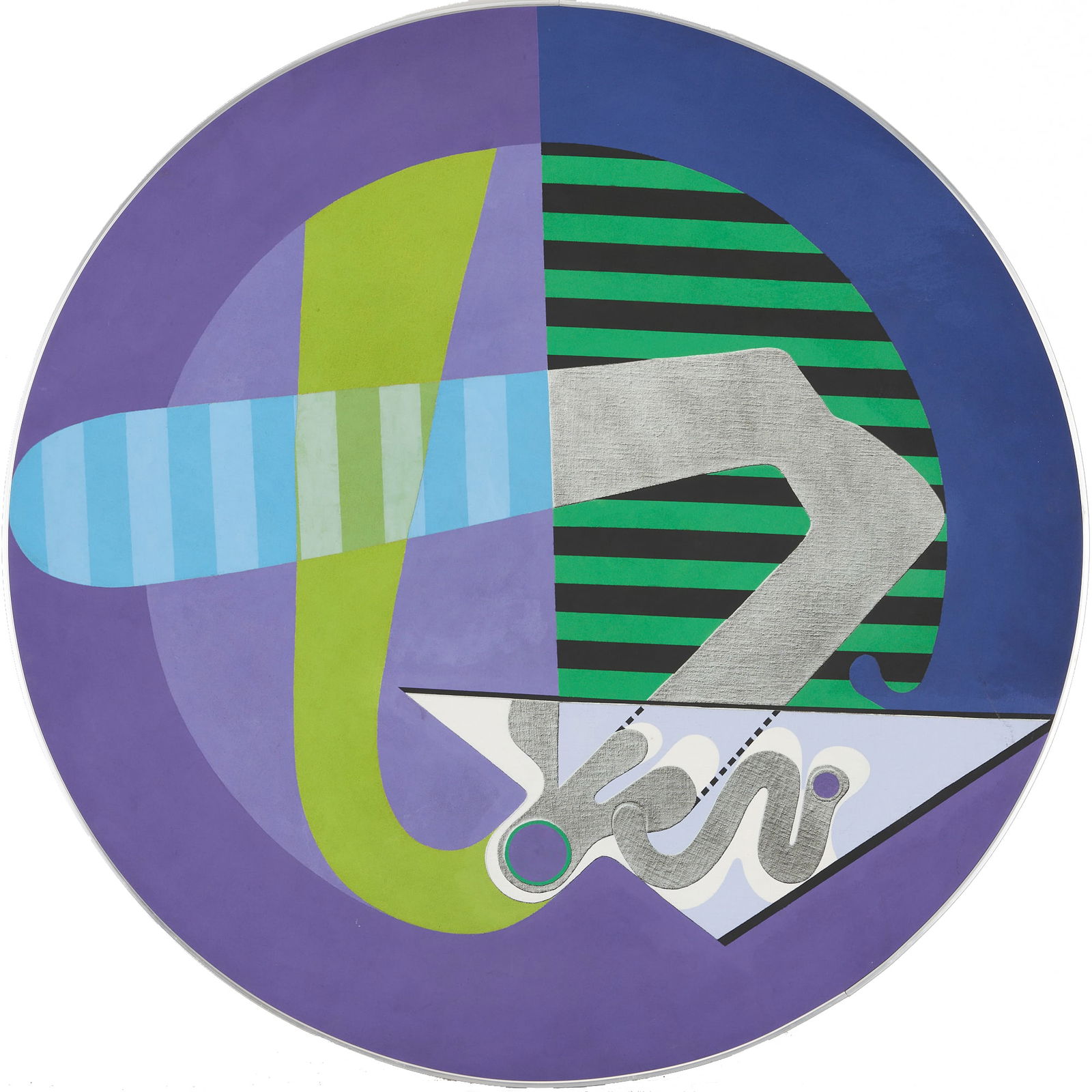 Victor Huggins Acrylic on Canvas Round Abstract Painting (1 of 8)