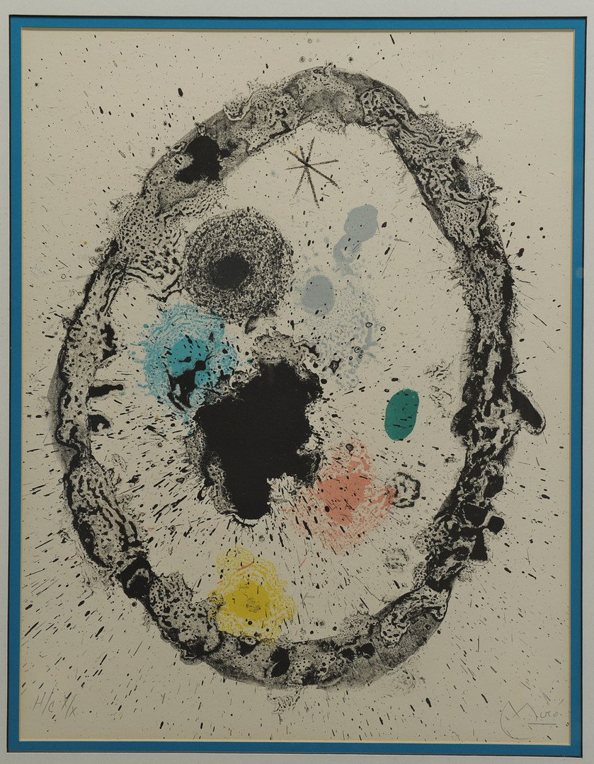 Joan Miro Lithograph (1 of 2): Joan Miro lithograph, image from JE TRAVAILLE COMME UN JARDINIER, 1963, Lithograph on rives wove paper, published by Mourlot, Paris, signed in pencil lower right and numbered lower left, H.C., X/X. Pa