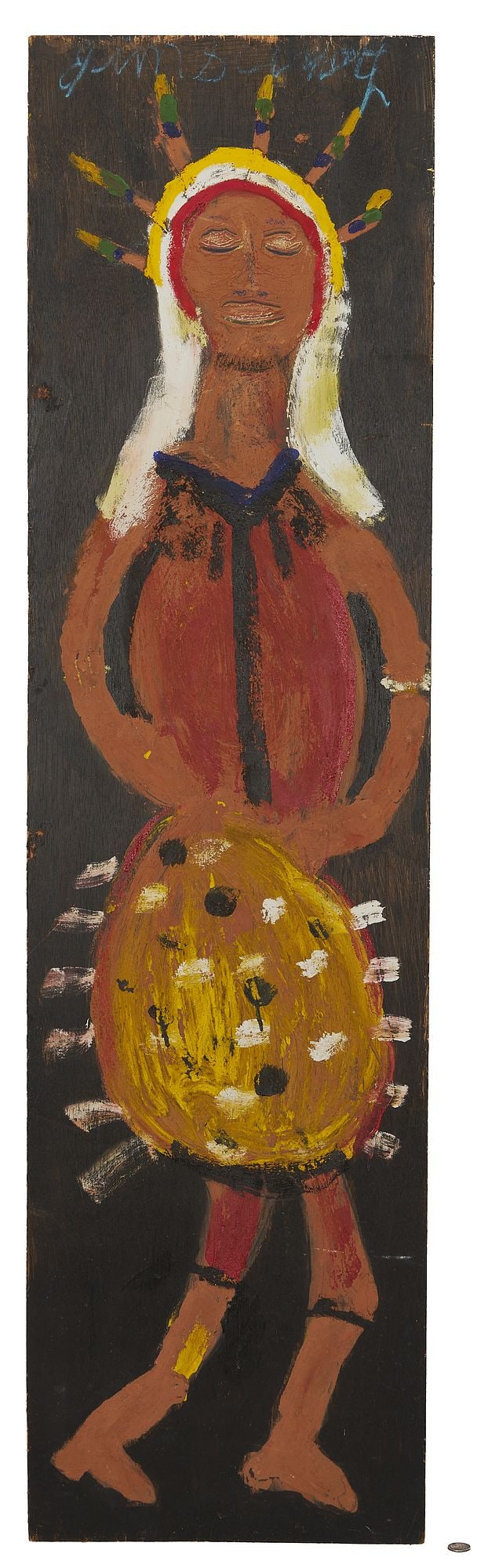Jimmy Sudduth Outsider Art Painting, Native American Man (1 of 8)
