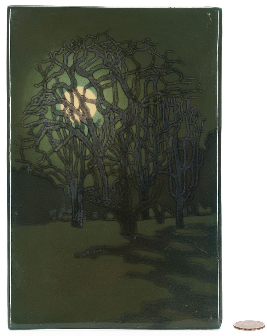 Arts and Crafts Plaque, Moonlit Scene (1 of 6)