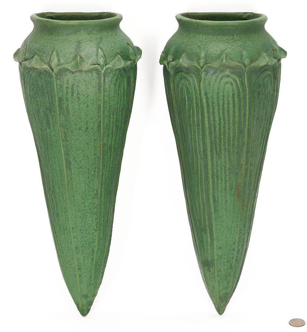 Rare Pr. TJ Wheatley Art Pottery Wall Pockets (1 of 11)