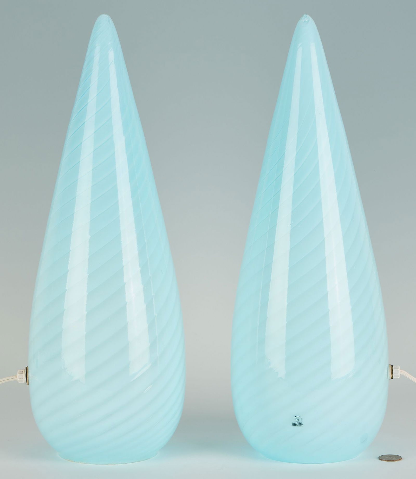 Pair of Italian Vetri Murano Glass Lamps, 20th c. (1 of 9)