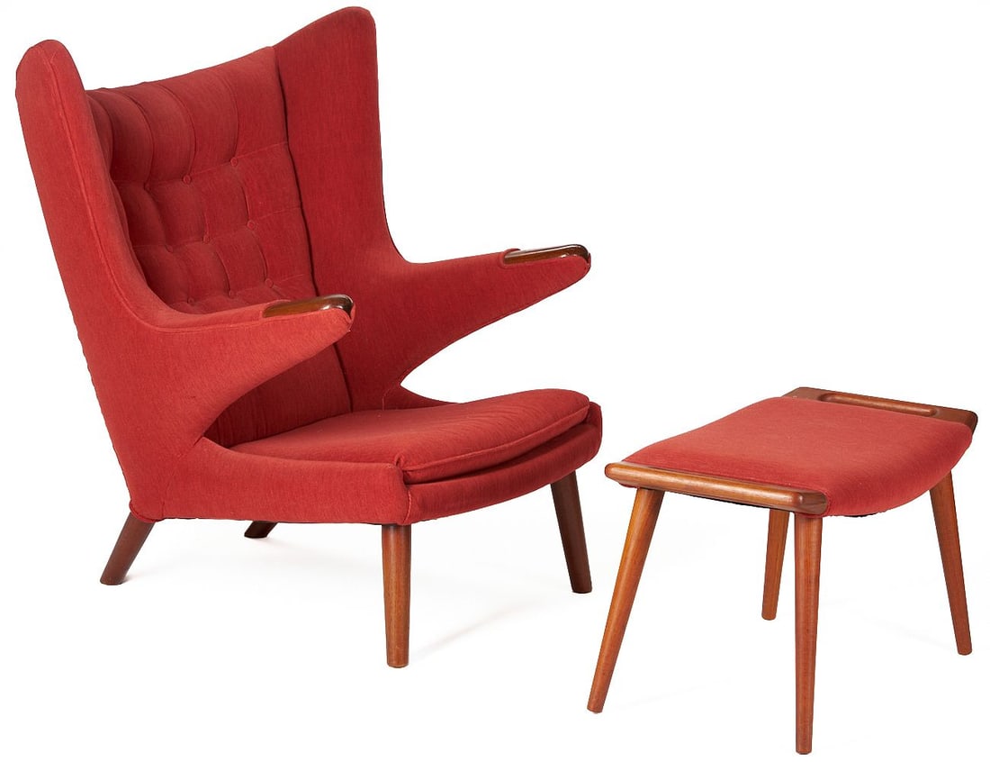 Hans Wegner Papa Bear Chair & Ottoman, 1950s (1 of 16)