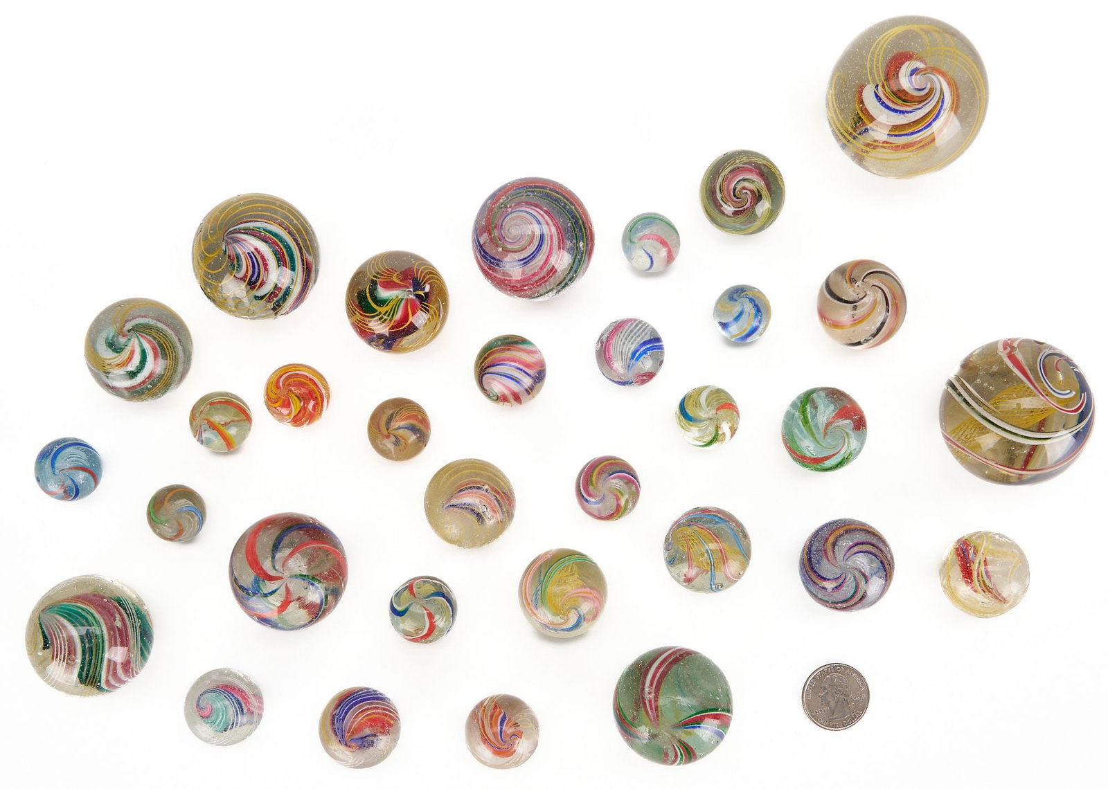 32 Handmade Transparent Swirl Glass Marbles (1 of 7)