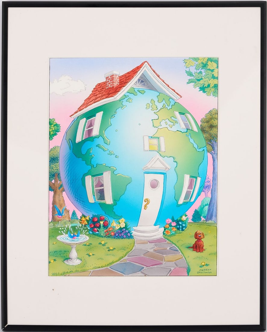 Robert Grossman Framed Illustration, Home World / Happy Earth Day (1 of 10)