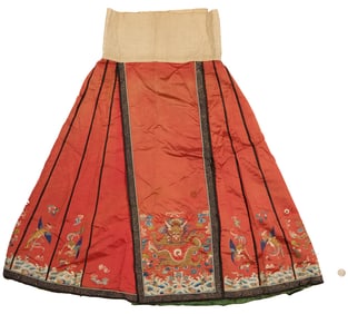 Chinese Late Qing Embroidered Dragon Skirt