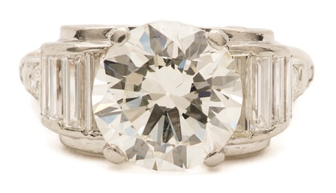 3.72 Carat Platinum & Diamond Engagement Ring, GIA Report