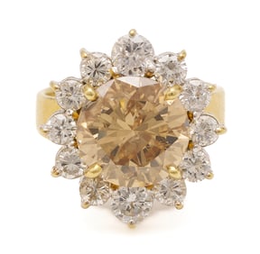 Ladies' 18K Yellow Gold Champagne Diamond Engagement Ring