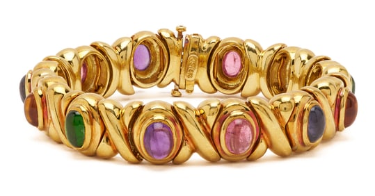 18K Gold & Multi-Colored Gemstone Bracelet