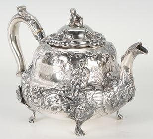 English Sterling Silver Chinoiserie Teapot