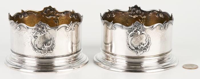 Pair .800 Silver Continental Wine Coasters