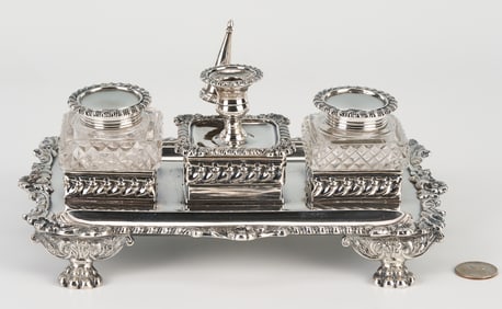 English Sterling Standish or Inkwell