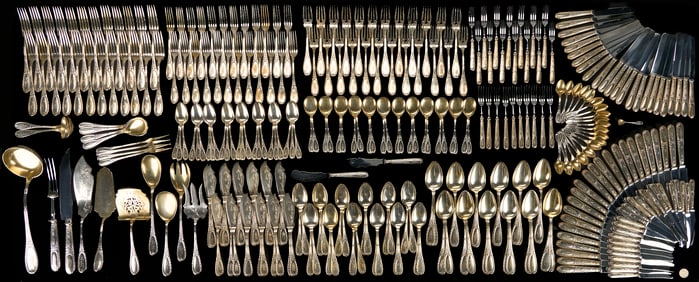 335 pcs Neoclassical .800 Silver Flatware, Svc for 24 plus Cases