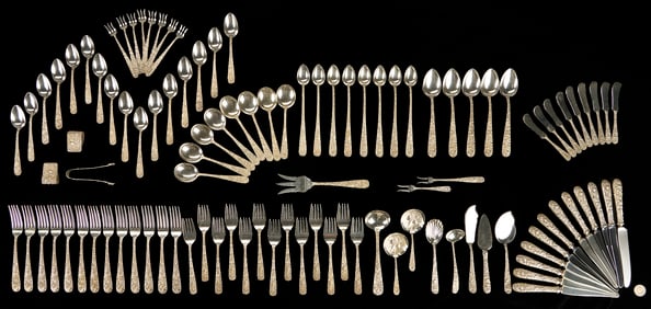 106 pcs Kirk Repousse Sterling Flatware