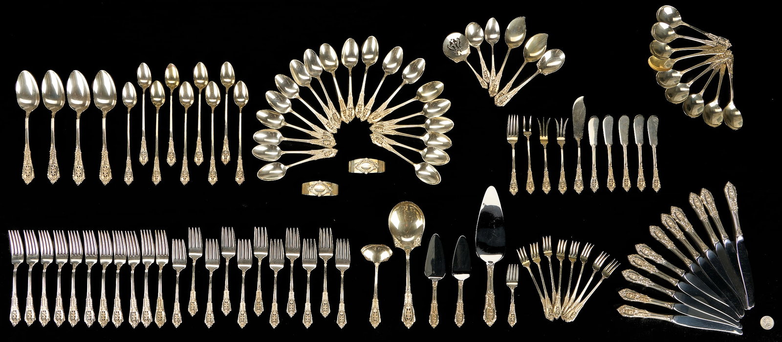 106 pcs. Wallace Rose Point Sterling Flatware (1 of 20)