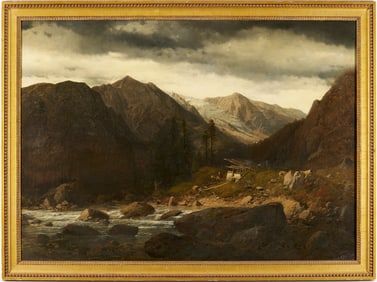 Large Carl Millner O/C Alpine Landscape Painting