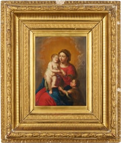Antwerp School 17th C. Madonna & Child with St. John the Baptist, Ex-Sothebys