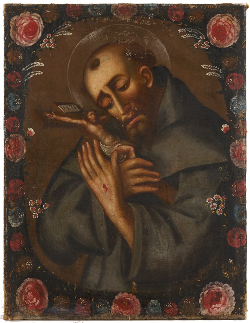 Spanish Colonial Cuzco School Painting, St. Francis of Assisi (1 of 15)