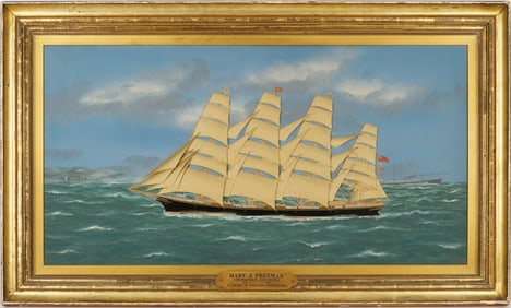 Thomas Willis Oil & Silk Marine Picture, The Mary J. Freeman