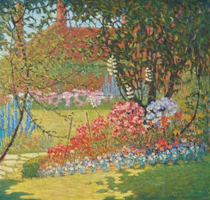 Large Arthur Musgrave New England Garden Landscape, Cape Cod