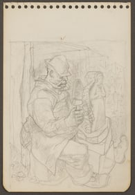 Meyer Wolfe Drawing, William Edmondson at Work
