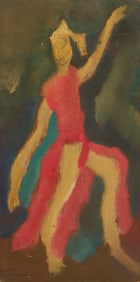 Sterling Strauser Oil, Dancer, plus William Edmondson Related Sketch Verso