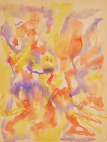 Beauford Delaney Abstract Watercolor, 1958, plus 4 Catalog & Reference Books