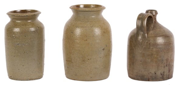 3 NC Stoneware Pottery Items, W. Davis