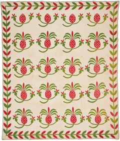 Southern Hand-Stiched Pineapple Applique Quilt