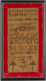 Caroline Wills 1836 Sampler, possibly Southern