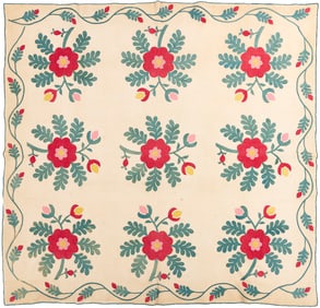 Ohio Rose of Sharon Variant Quilt, 19th Century