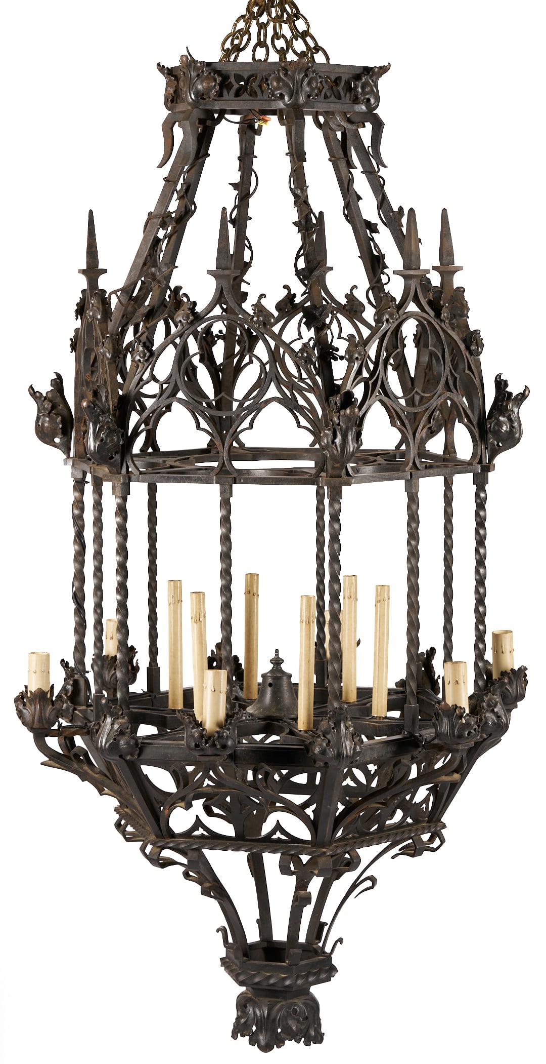 Large Continental Wrought Iron Chandelier (1 of 12)