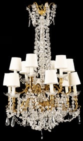 Baccarat Style Gilt Bronze 10-Light Chandelier