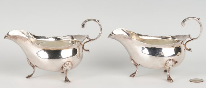 Pair 18th Century George III Sterling Silver Sauce Boats
