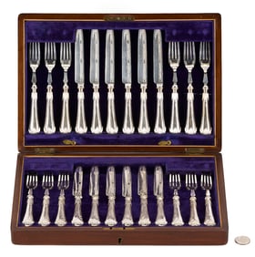 24 pcs. English Sterling Silver Fruit Set in Case