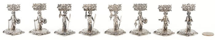 8 Sterling Figural Menu or Place Card Holders