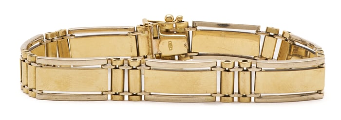 18K Gold Italian Rectangle & Rivet Link Bracelet