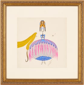 Original Erte Art Deco Costume Painting, Signed