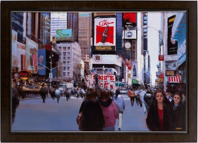 Large Luigi Rocca O/C Street Scene, Times Square, New York city
