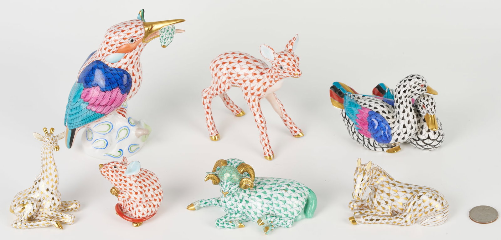 7 Herend Animal Figures incl. Deer, Giraffe (1 of 15)