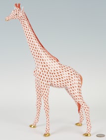 Large Herend Giraffe, Red Fish Scale