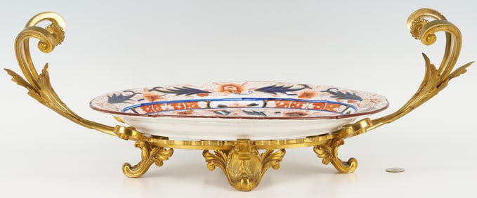 English Imari Platter with Ormolu Stand