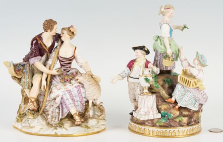 2 Meissen Porcelain Figural Groups