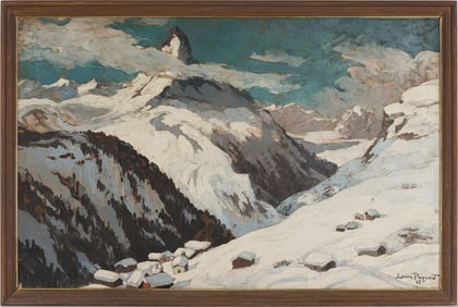 Lucien Poignant Oil Painting, Alpine Landscape